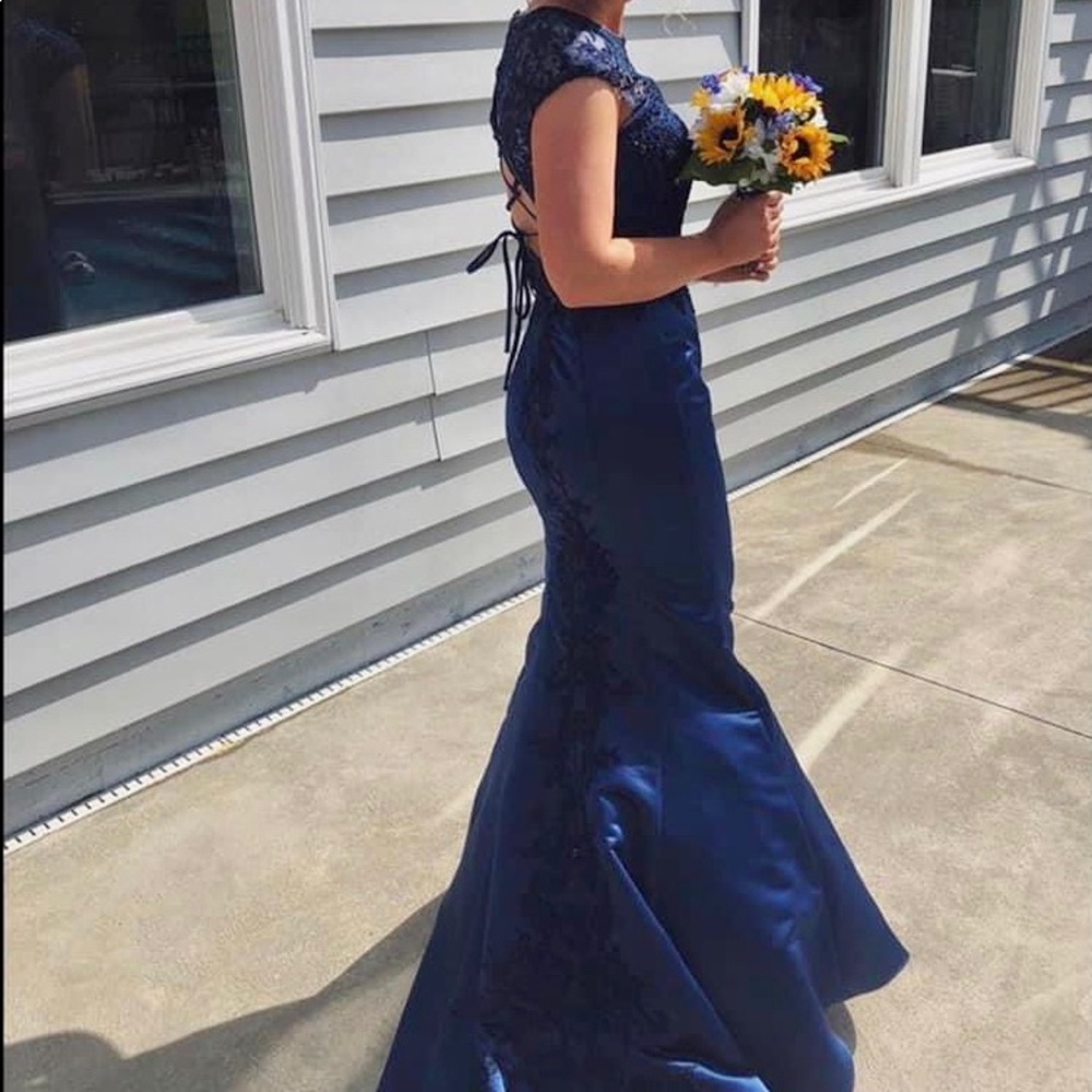 Mori Lee Size 1/2 Navy Blue Prom Dress